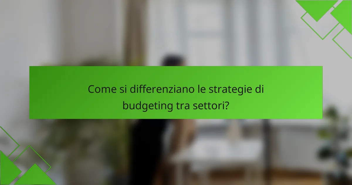 Come si differenziano le strategie di budgeting tra settori?